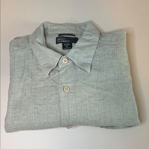 Marc Edwards Washable Linen Casual Button Down Shirt Green Size XL